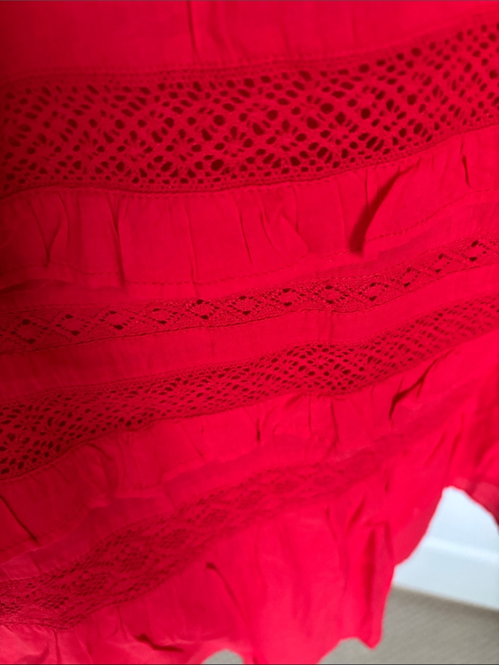 Women’s Red Ruffled Sundress - Picture 3 of 4